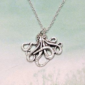 Dainty Steampunk Octopus Silver Necklace